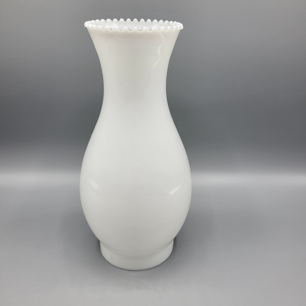 Ruffled Rim White Glass Lantern Vase - Decorative Home Accent